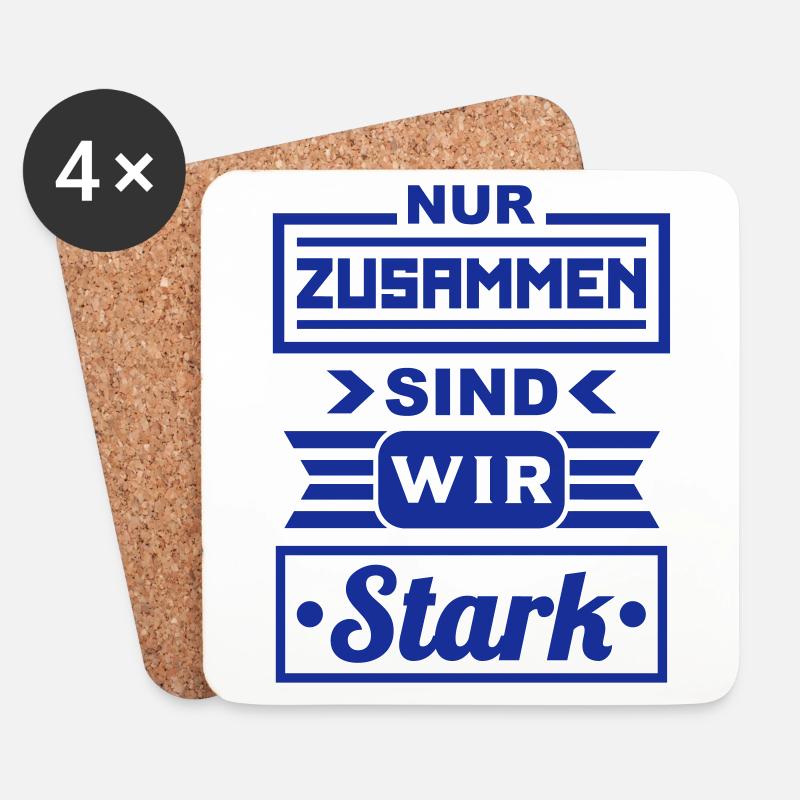 Zusammen stark (Schriftzug) - Untersetzer (4er-Set) - Weiß