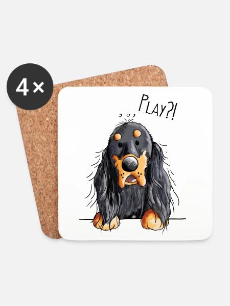Play Gordon Setter - Dog - Dogs - Gift - Coasters (set of 4) - white