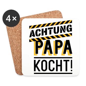 Papa kocht (Achtung) - Untersetzer (4er-Set) - Weiß - Vorne