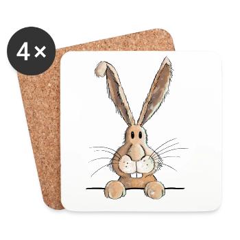 Lustiger Hase - Untersetzer (4er-Set) - Weiß - Vorne