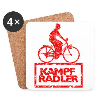 Kampfradler Fahrrad Anhänger Fahrradfahrer Sticker - Untersetzer (4er-Set) - Weiß - Vorne