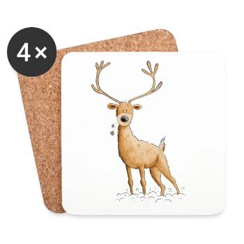 Deer deer hunting hunter gift - Coasters (set of 4) - white - Front