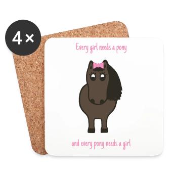 Every girl needs a pony - Dessous de verre (lot de 4) - blanc - Devant