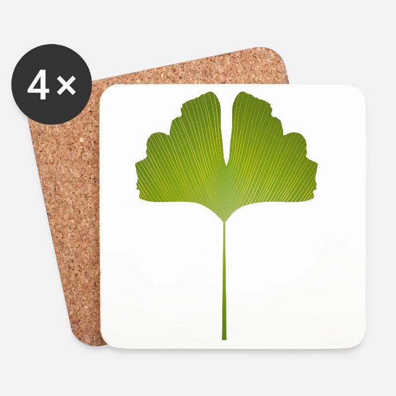 saftig grünes Ginkgo Blatt mit hellen Linien - Untersetzer (4er-Set) - Weiß