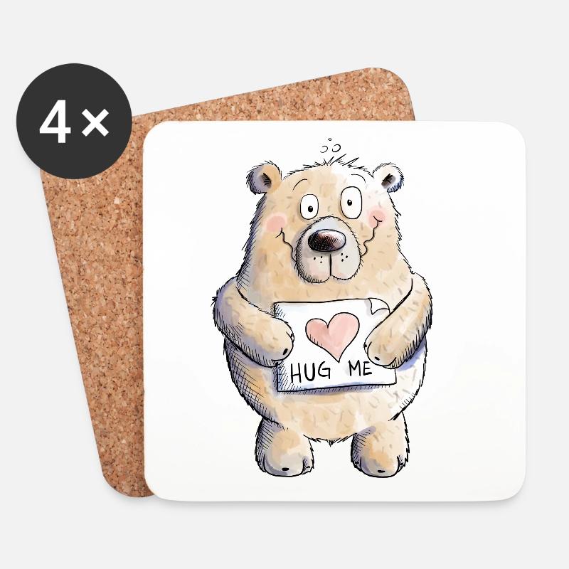 Hug Me Bär I Teddy Love - Untersetzer (4er-Set) - Weiß