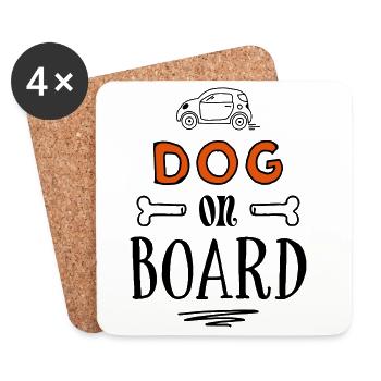 Dog on Board - lustige Hundesprüche - Untersetzer (4er-Set) - Weiß - Vorne