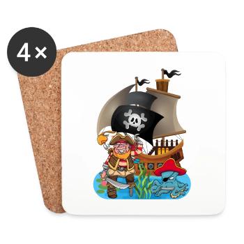 Pirate avec une pieuvre comme costume de pirate - Dessous de verre (lot de 4) - blanc - Devant