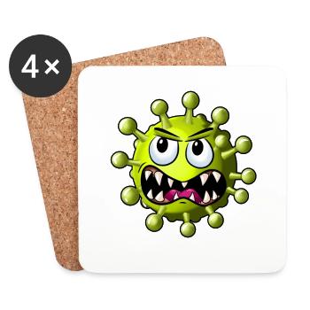 Virus corona de dessin animé - Dessous de verre (lot de 4) - blanc - Devant