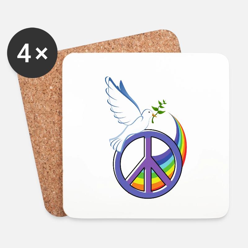 Friedenstaube Peacezeichen Frieden Regenbogen - Untersetzer (4er-Set) - Weiß