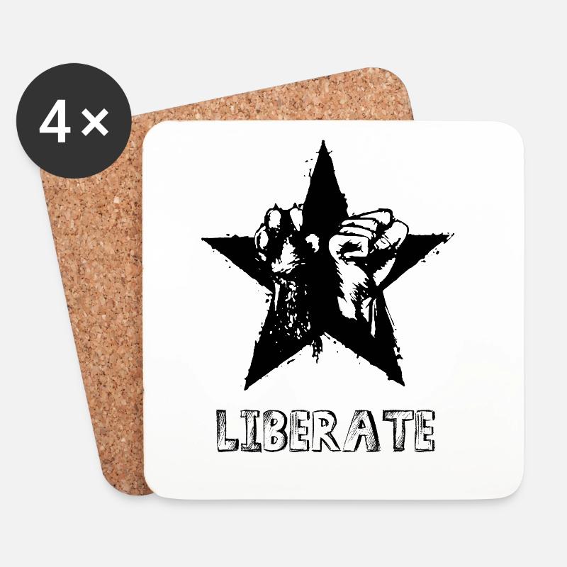 Pfote und Faust - Liberate - Untersetzer (4er-Set) - Weiß