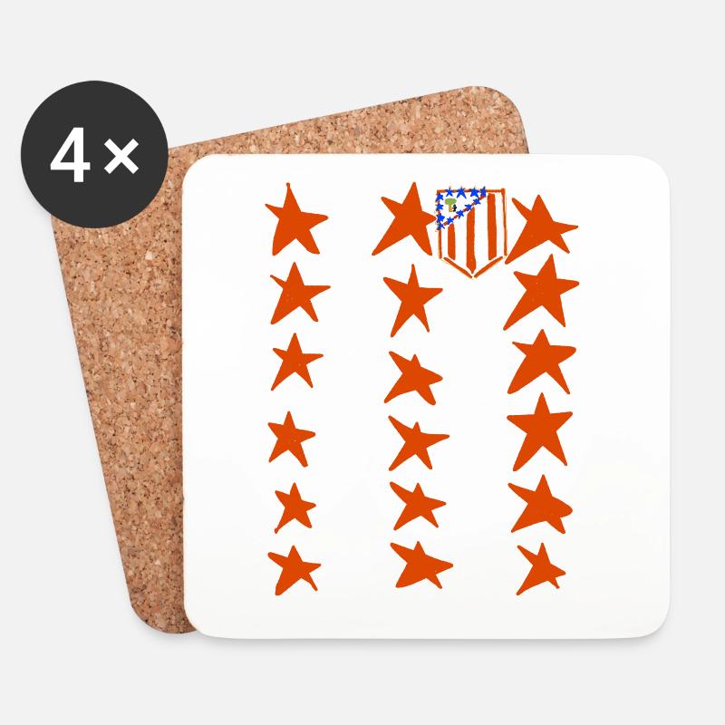 Rot-weiße Sterne - Untersetzer (4er-Set) - Weiß
