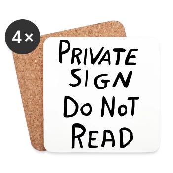 Privater Bereich Schild – Lustiges Geheim-Design - Untersetzer (4er-Set) - Weiß - Vorne