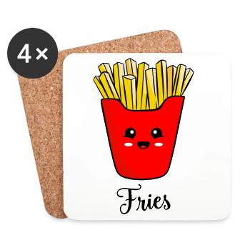 Süße Pommes frites - Untersetzer (4er-Set) - Weiß - Vorne