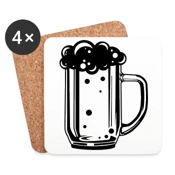 verre à bière bière symbole chope à bière - Dessous de verre (lot de 4) - blanc - Devant