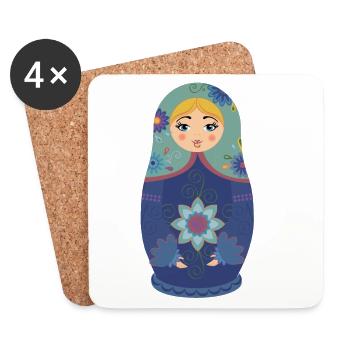 Matriochka / Matriochka / Matriochka / Matriochka - Dessous de verre (lot de 4) - blanc - Devant