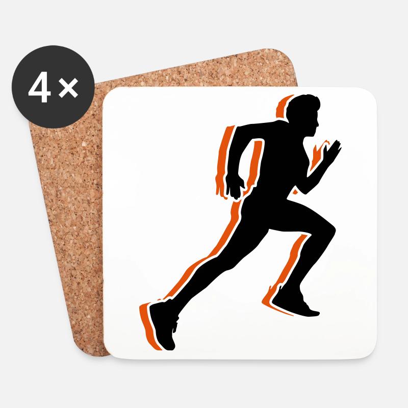 running laufen sprinten silhouette - Untersetzer (4er-Set) - Weiß