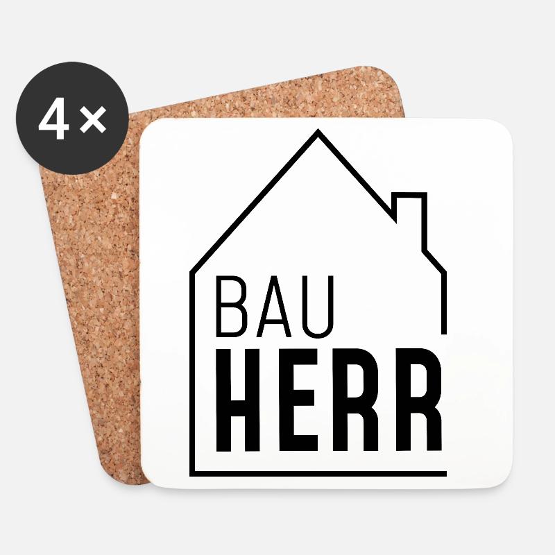 Bauherr mit Haus - Untersetzer (4er-Set) - Weiß