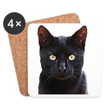 Katze schwarze Katze Katzen cat Cats - Untersetzer (4er-Set) - Weiß - Vorne