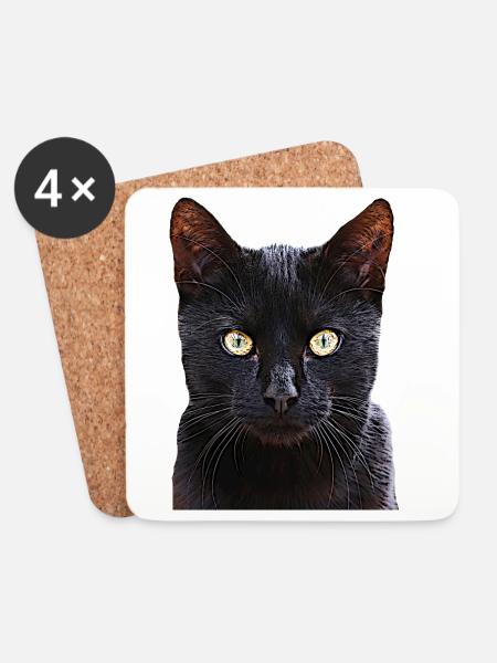 Cat black cat cats cat cats - Coasters (set of 4) - white