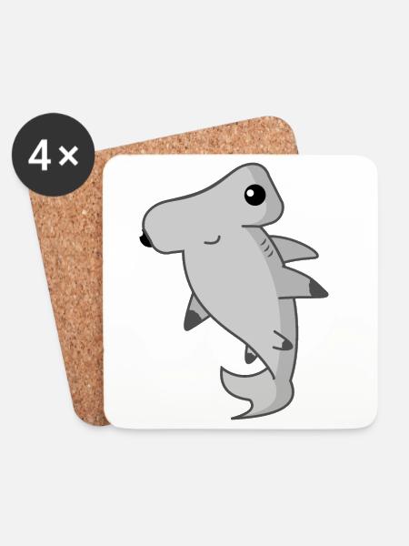 Hammerhead shark shark - Coasters (set of 4) - white