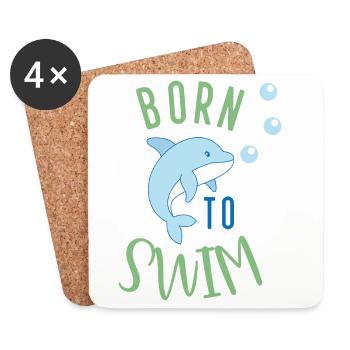 Born to swim - Coasters (set of 4) - white - Front