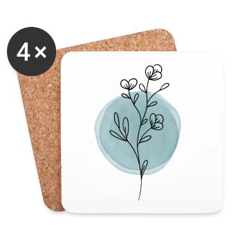 Blume Floral simple blau - Untersetzer (4er-Set) - Weiß - Vorne