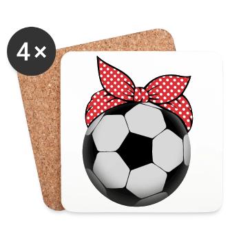 Football Bandana Football féminin de football cadeau - Dessous de verre (lot de 4) - blanc - Devant