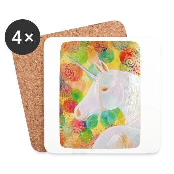 Regenbogen-Einhorn - Sonja Ariel von Staden - Untersetzer (4er-Set) - Weiß - Vorne