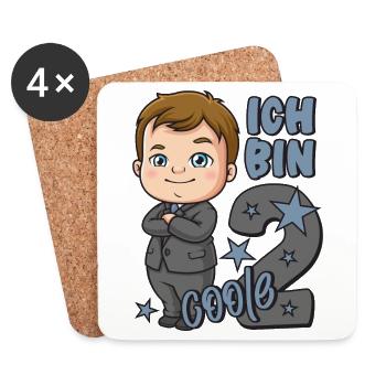 2. Geburtstag Junge 2 Jahre Jungs Ich bin coole 2 - Untersetzer (4er-Set) - Weiß - Vorne