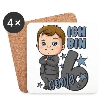 6. Geburtstag Junge 6 Jahre Jungs Ich bin coole 6 - Untersetzer (4er-Set) - Weiß - Vorne