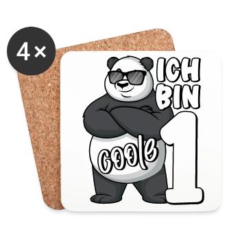 1. Geburtstag Junge 1 Jahr Panda Ich bin coole 1 - Untersetzer (4er-Set) - Weiß - Vorne
