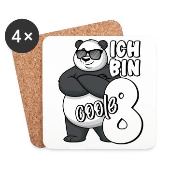 8. Geburtstag Junge 8 Jahre Panda Ich bin coole 8 - Untersetzer (4er-Set) - Weiß - Vorne