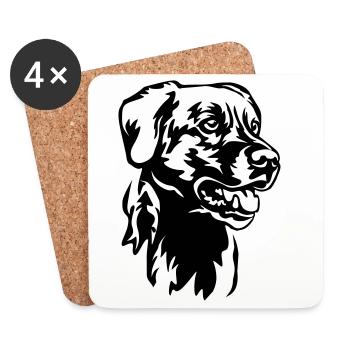 Tête de labrador - Dessous de verre (lot de 4) - blanc - Devant