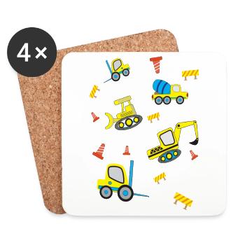 Construction sites Vehicles - Coasters (set of 4) - white - Front