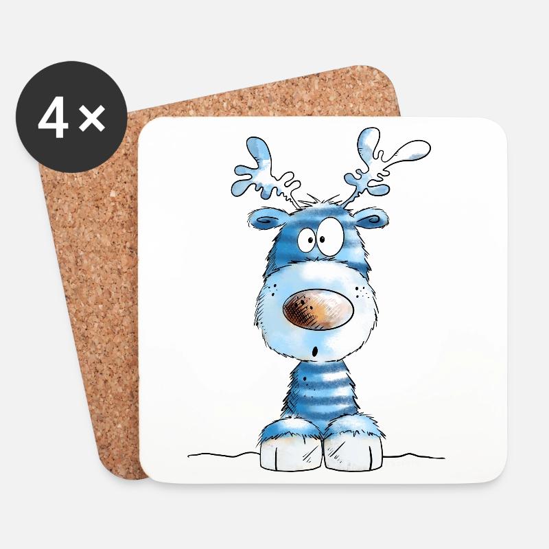 Blaues Weihnachten Rentier von MODARTIS - Untersetzer (4er-Set) - Weiß