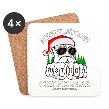 BITCOIN CHRISTMAS MERRY CRYPTOMAS JUST HODL IT - Coasters (set of 4) - white - Front