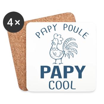 papy poule papy cool Cadeau Humour - Dessous de verre (lot de 4) - blanc - Devant