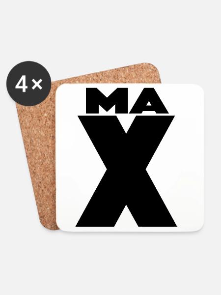 Max X – Minimal Name Design - Untersetzer (4er-Set) - Weiß