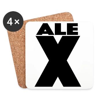 Alex X – Minimal Name Design - Untersetzer (4er-Set) - Weiß - Vorne
