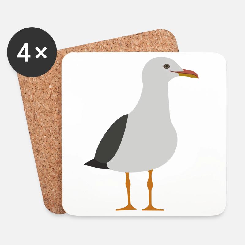 Möwe - Untersetzer (4er-Set) - Weiß