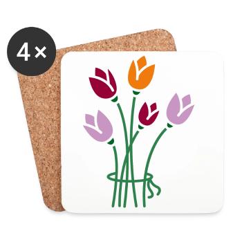 Fleur - Dessous de verre (lot de 4) - blanc - Devant