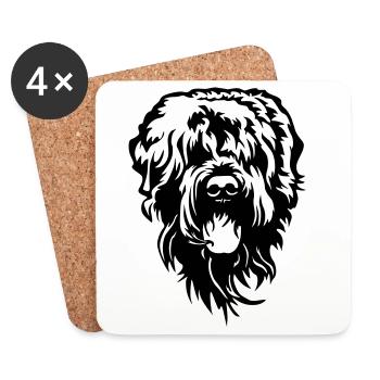 Tête de terrier russe - Dessous de verre (lot de 4) - blanc - Devant
