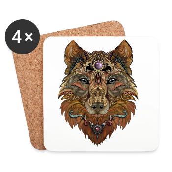 Loup - Dessous de verre (lot de 4) - blanc - Devant