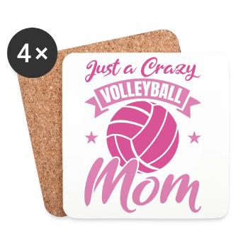 Drôle de maman de volleyball - Dessous de verre (lot de 4) - blanc - Devant