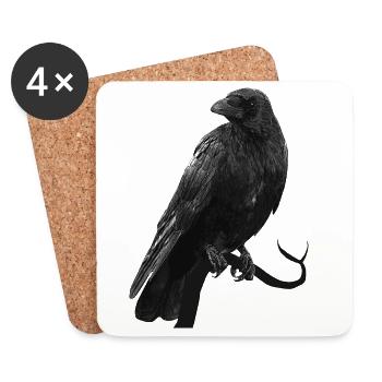kolkrabe, Vögel, gothic design, für Papa - Untersetzer (4er-Set) - Weiß - Vorne
