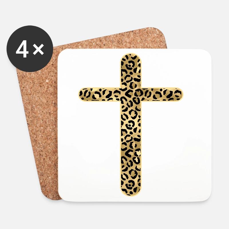 Christen - Christlicher Glaube - Kreuz - Untersetzer (4er-Set) - Weiß