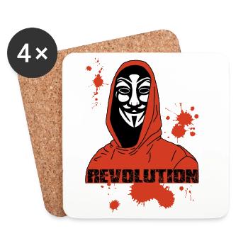 Anonymous and the Red Revolution - Coasters (set of 4) - white - Front