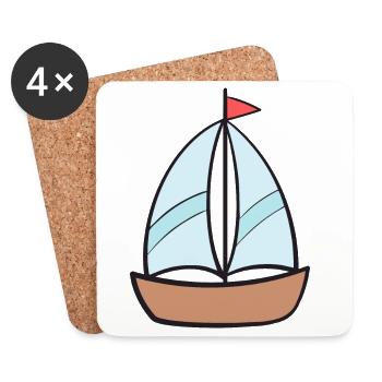 Boot Schiff Segelschiff - Untersetzer (4er-Set) - Weiß - Vorne