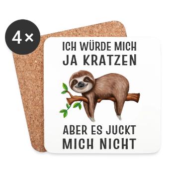 Ich würde mich ja kratzen Lustiges Faultier - Untersetzer (4er-Set) - Weiß - Vorne