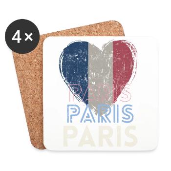 Badge retro, Paris France est ma ville natale - Dessous de verre (lot de 4) - blanc - Devant